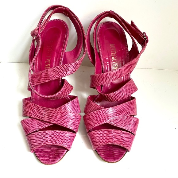 Bottega Veneta 8.5 Snake Print Leather Heels Pink - Picture 8 of 8